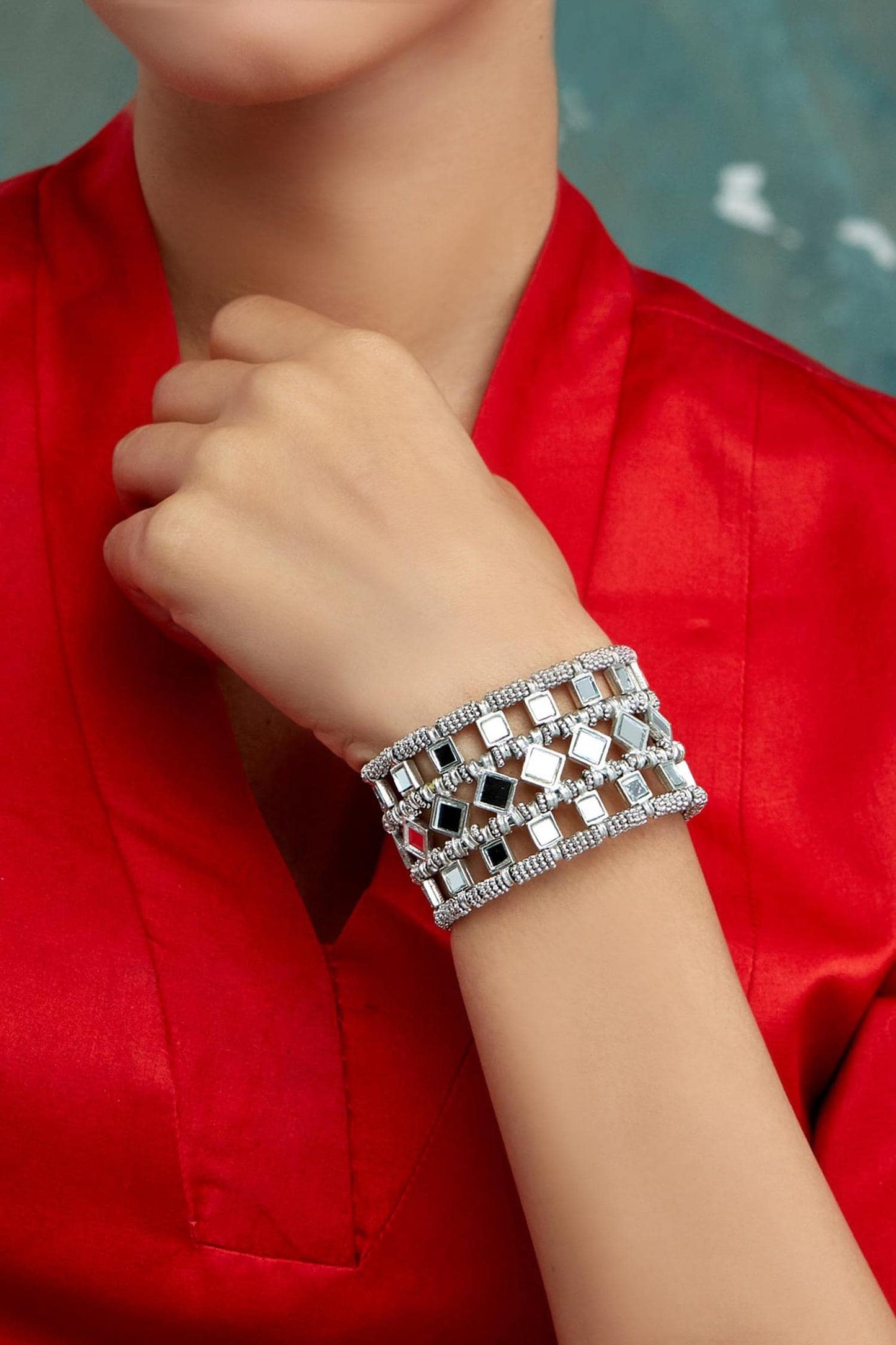 Falak Mumtaz Mirror Embellished Bracelet 