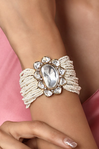 Kundan Polki & Agate Embellished Bracelet 