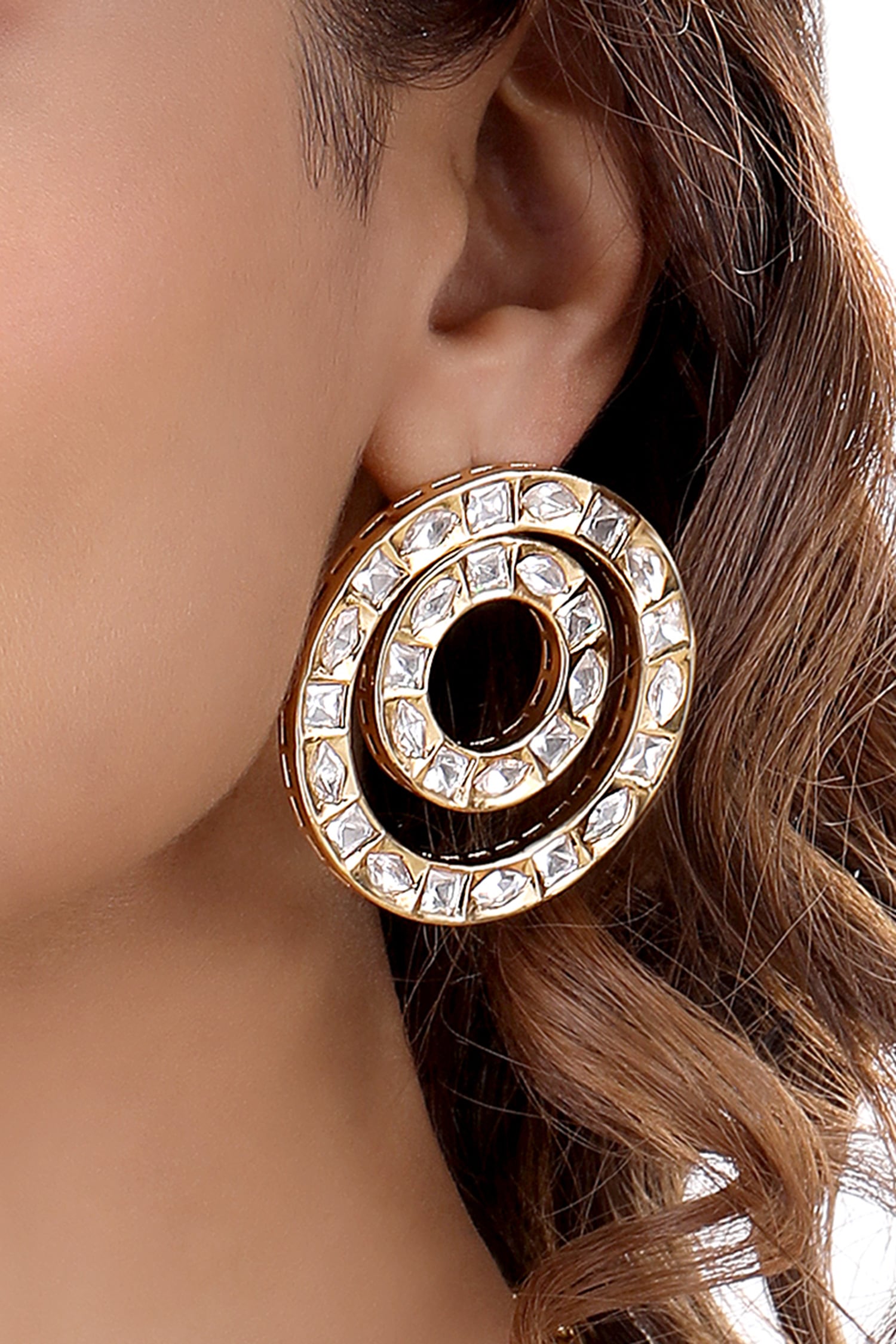 Cubic Zirconia Diamond Embellished Earrings 