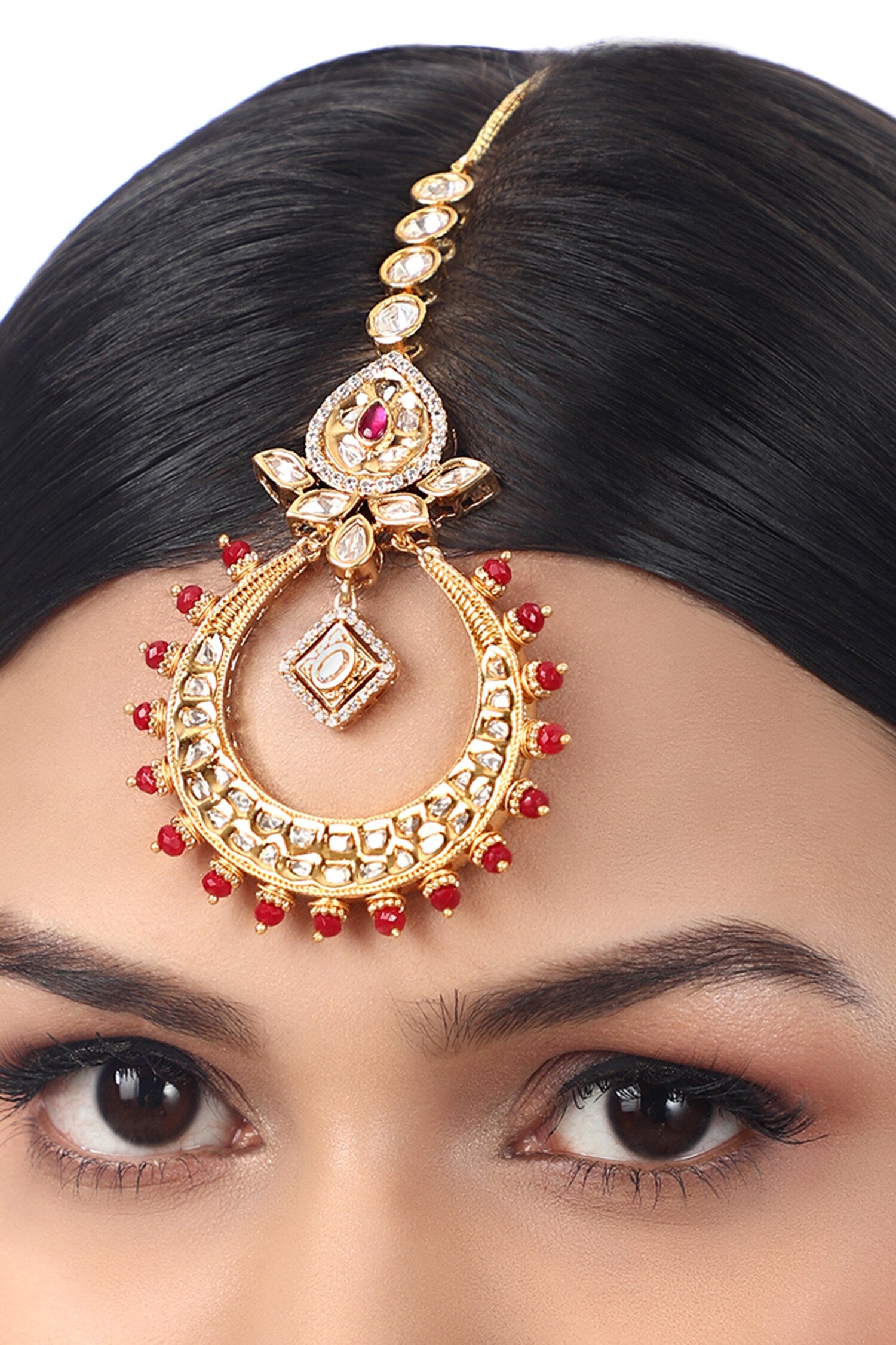 Crecent Kundan Polki Studded Maagtikka 