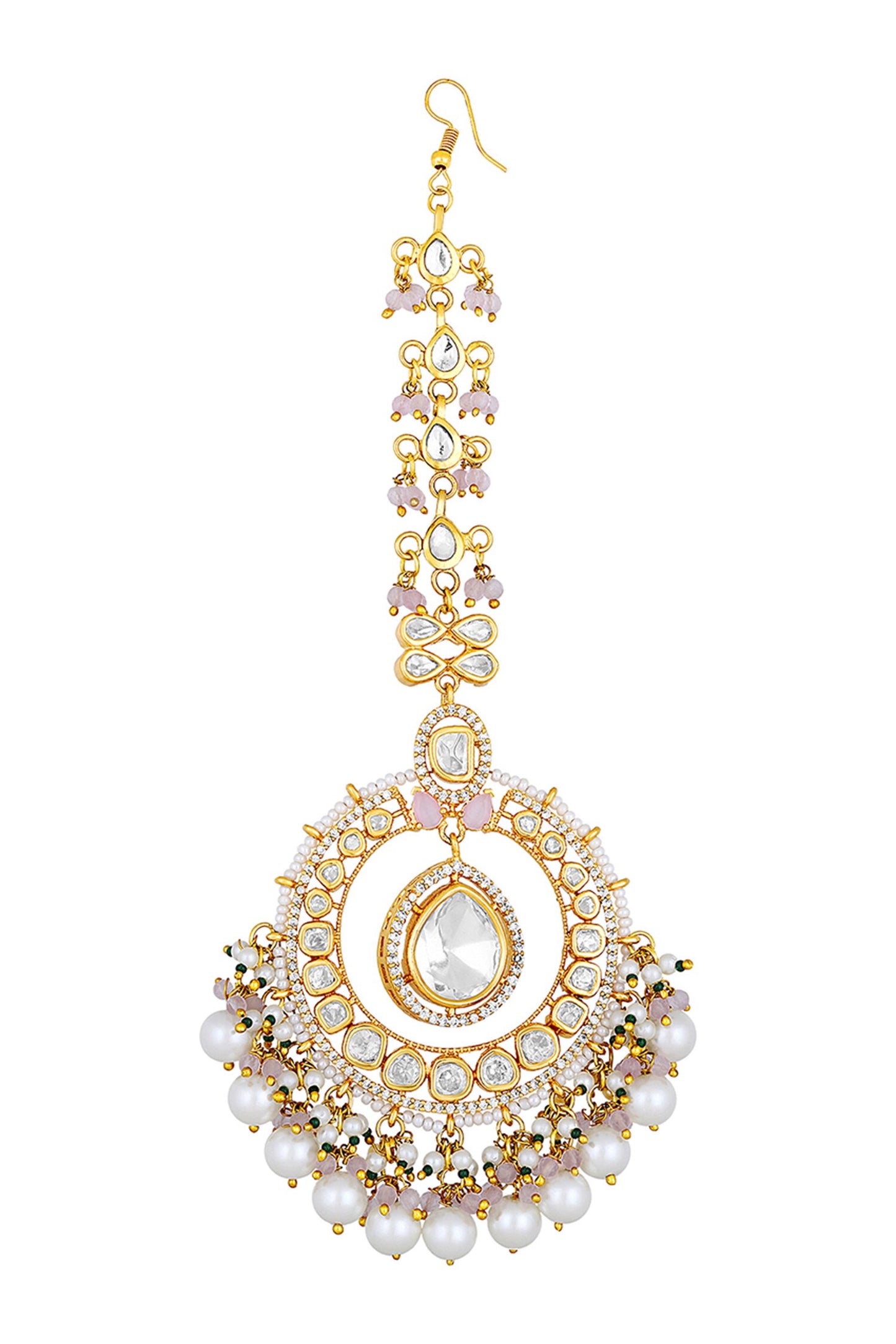 Circular Kundan Polki Studded Maangtikka 