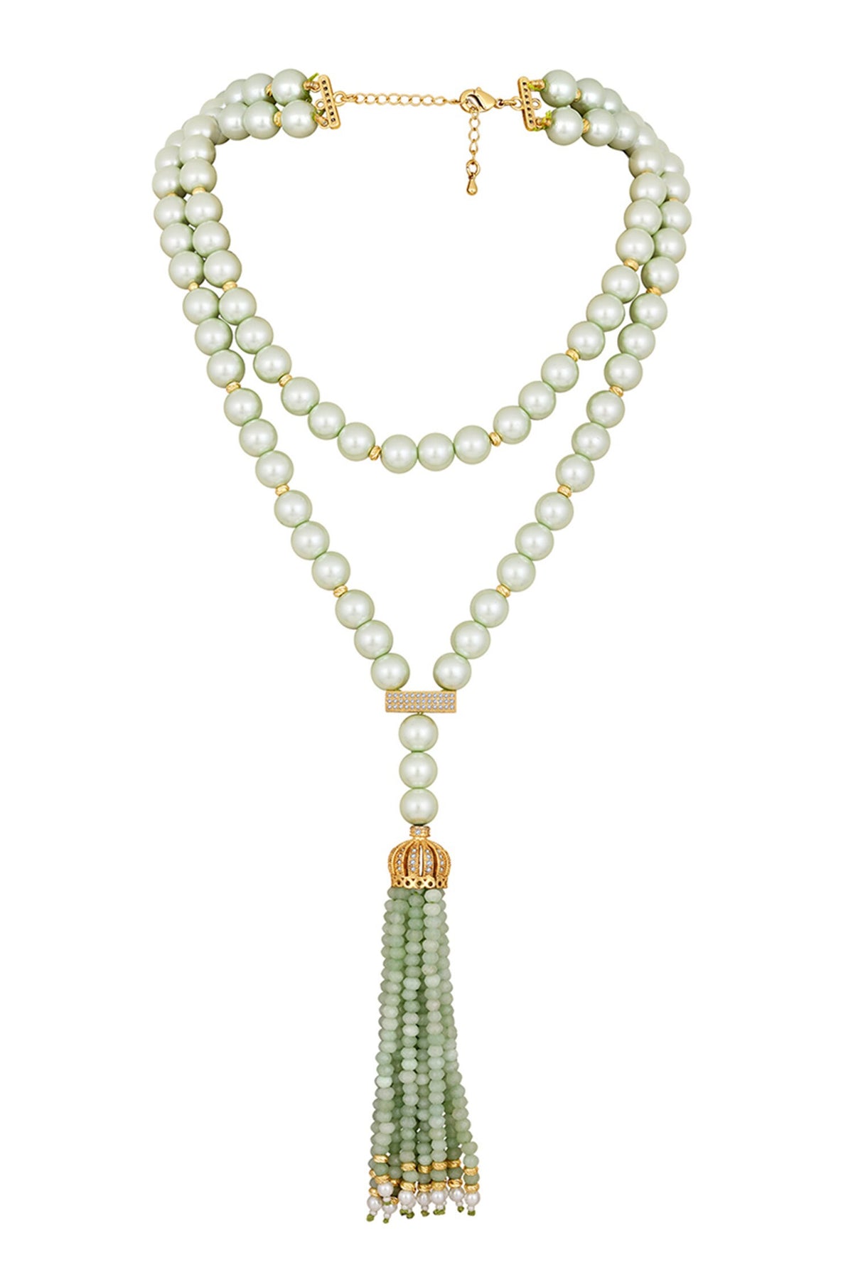 Double Strand Pearl Long Necklace 