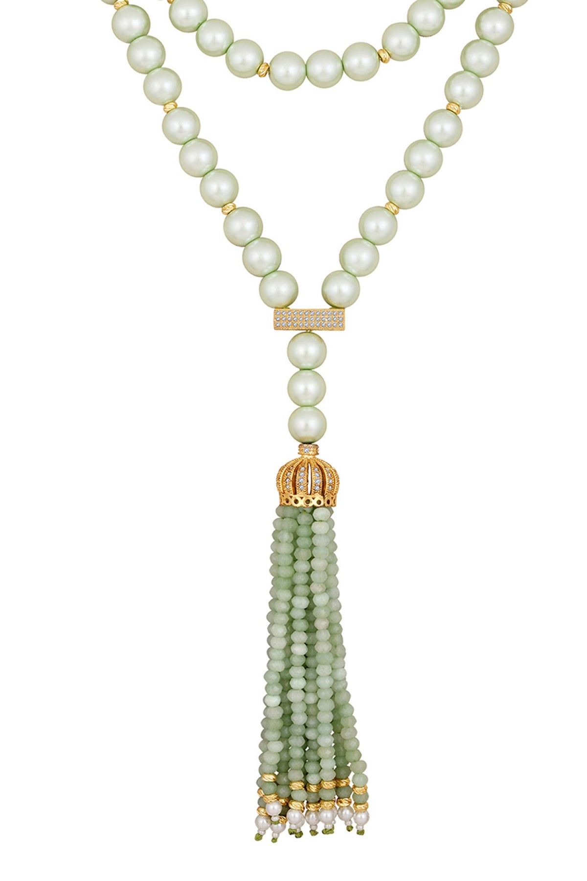 Double Strand Pearl Long Necklace 
