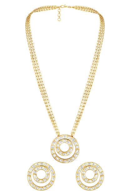 Kundan Polki Studded Pendant Necklace Set 
