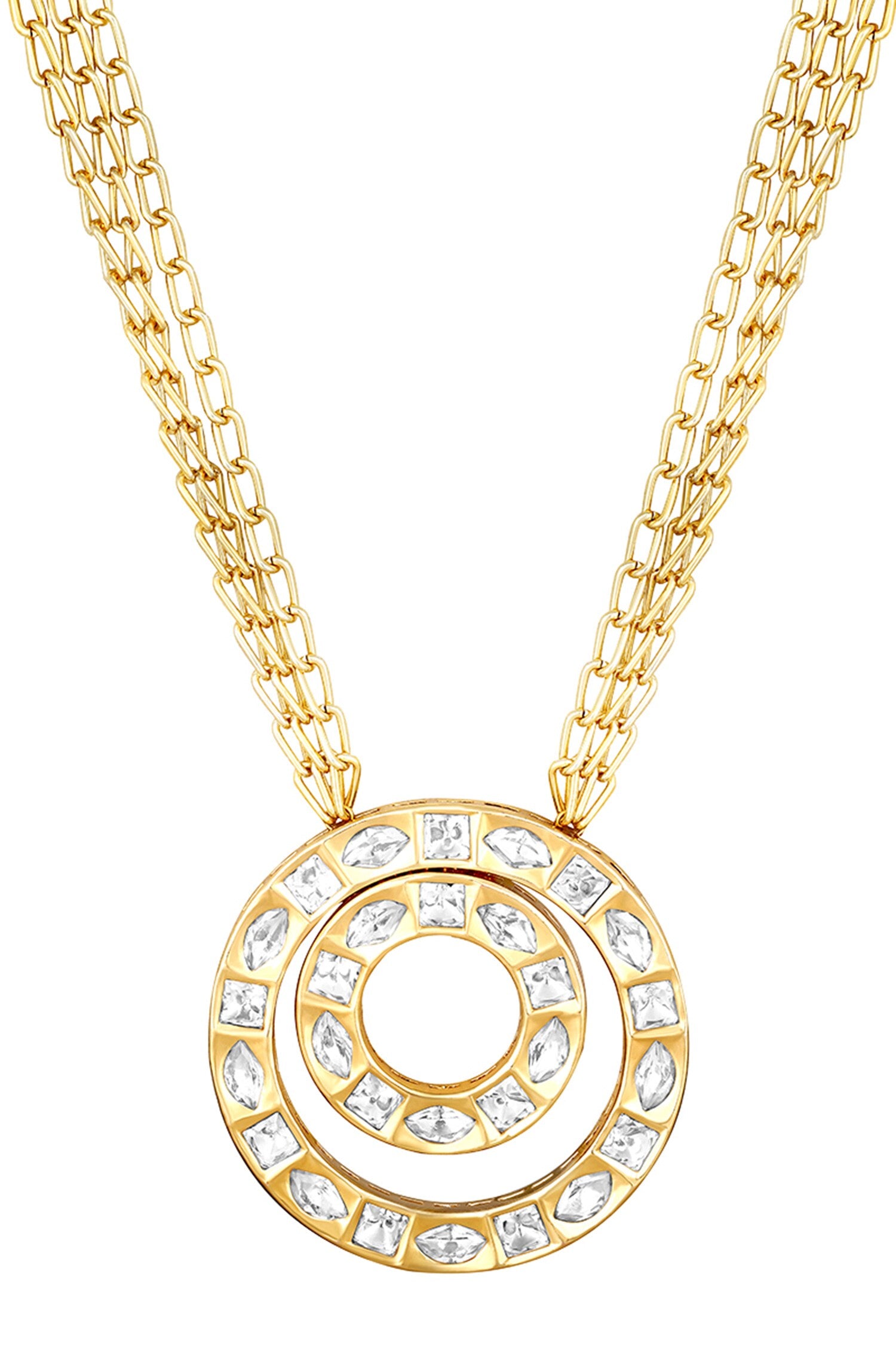 Kundan Polki Studded Pendant Necklace Set 