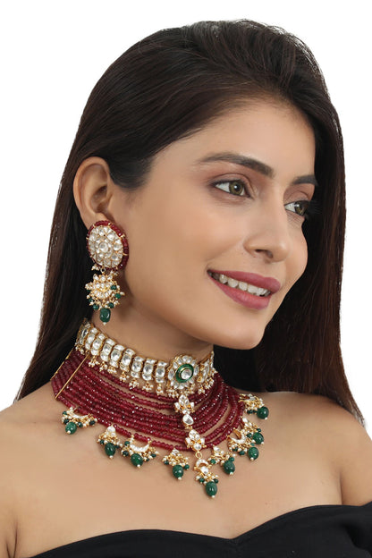 Multi Beaded Layered Choker Set 