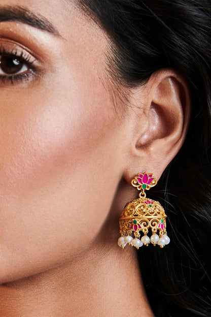 Gul Lotus Jhumkis 