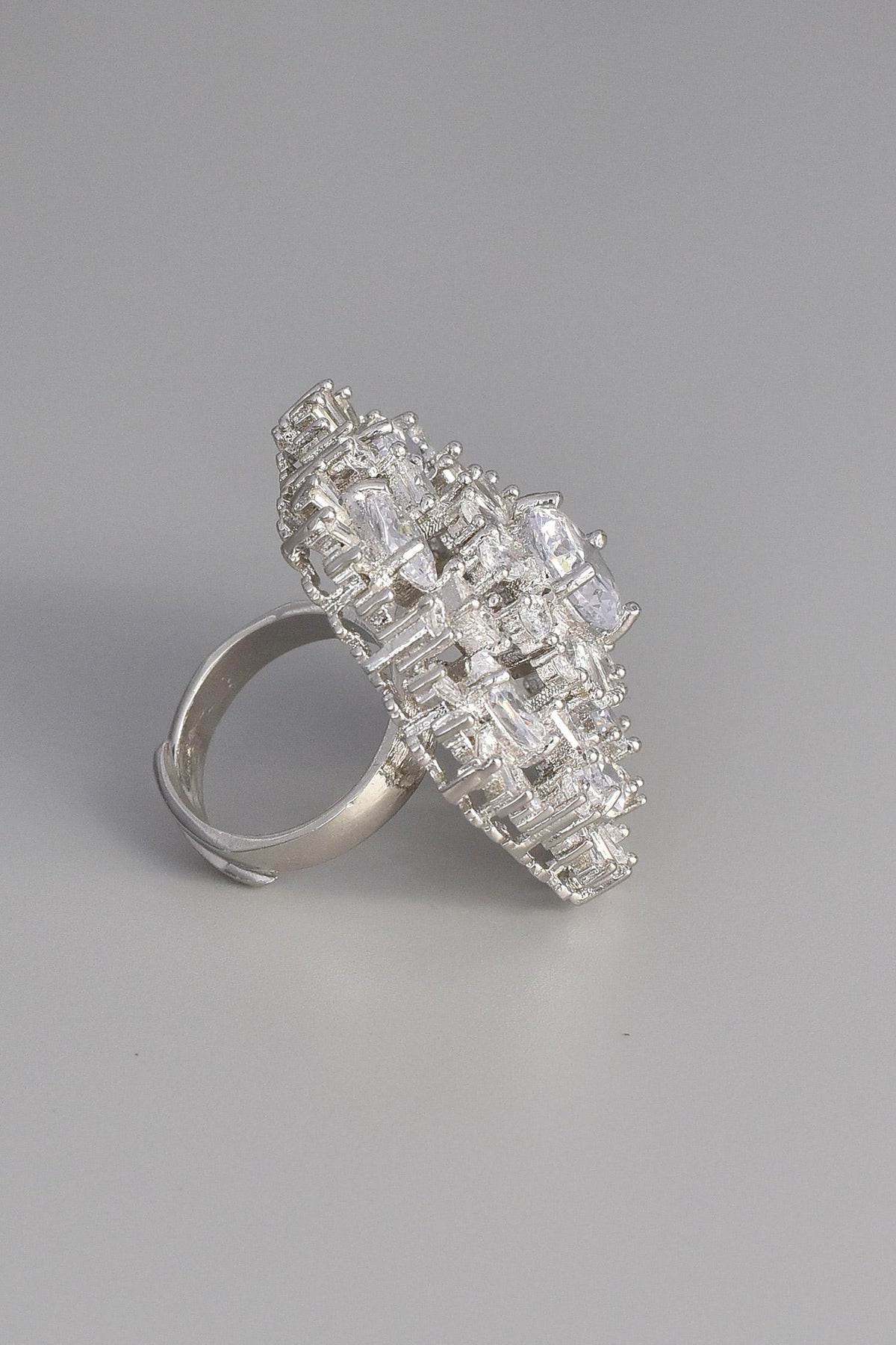 Floral Zirconia Solitaire Ring 
