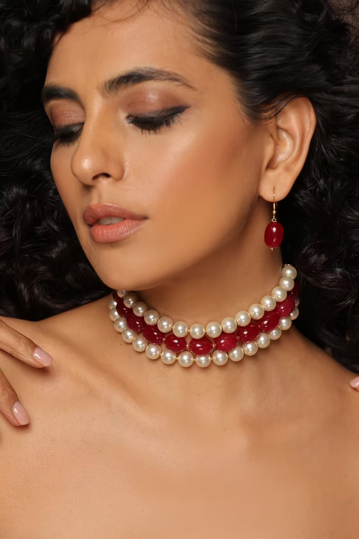 Stone Embellished Choker Necklace Set 