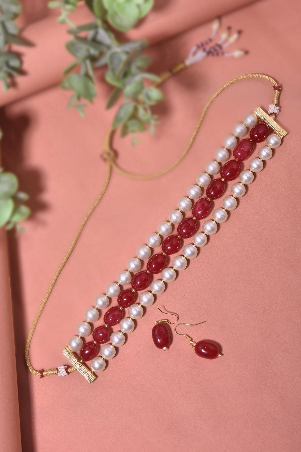 Stone Embellished Choker Necklace Set 