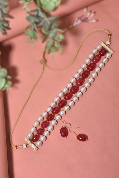 Stone Embellished Choker Necklace Set 