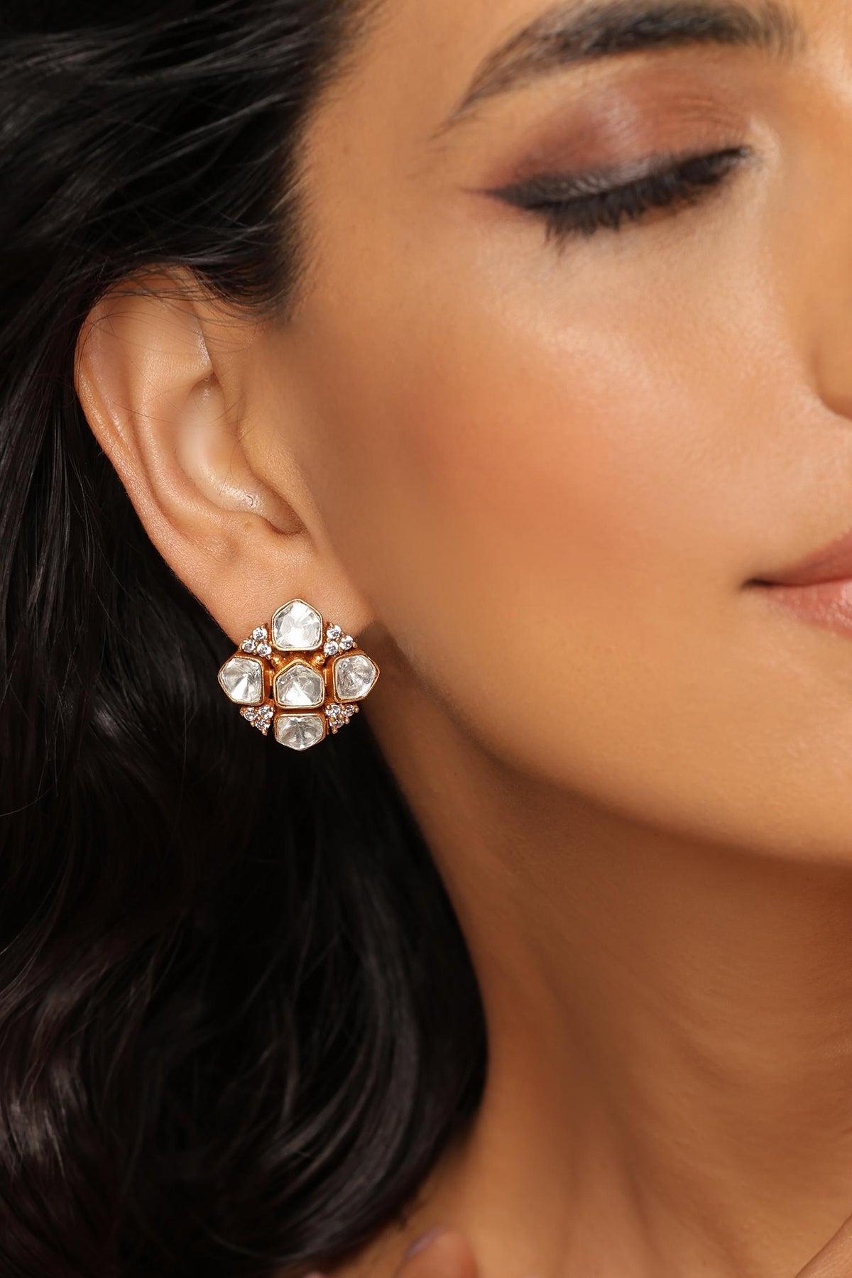 Polki Embellished Stud Earrings 