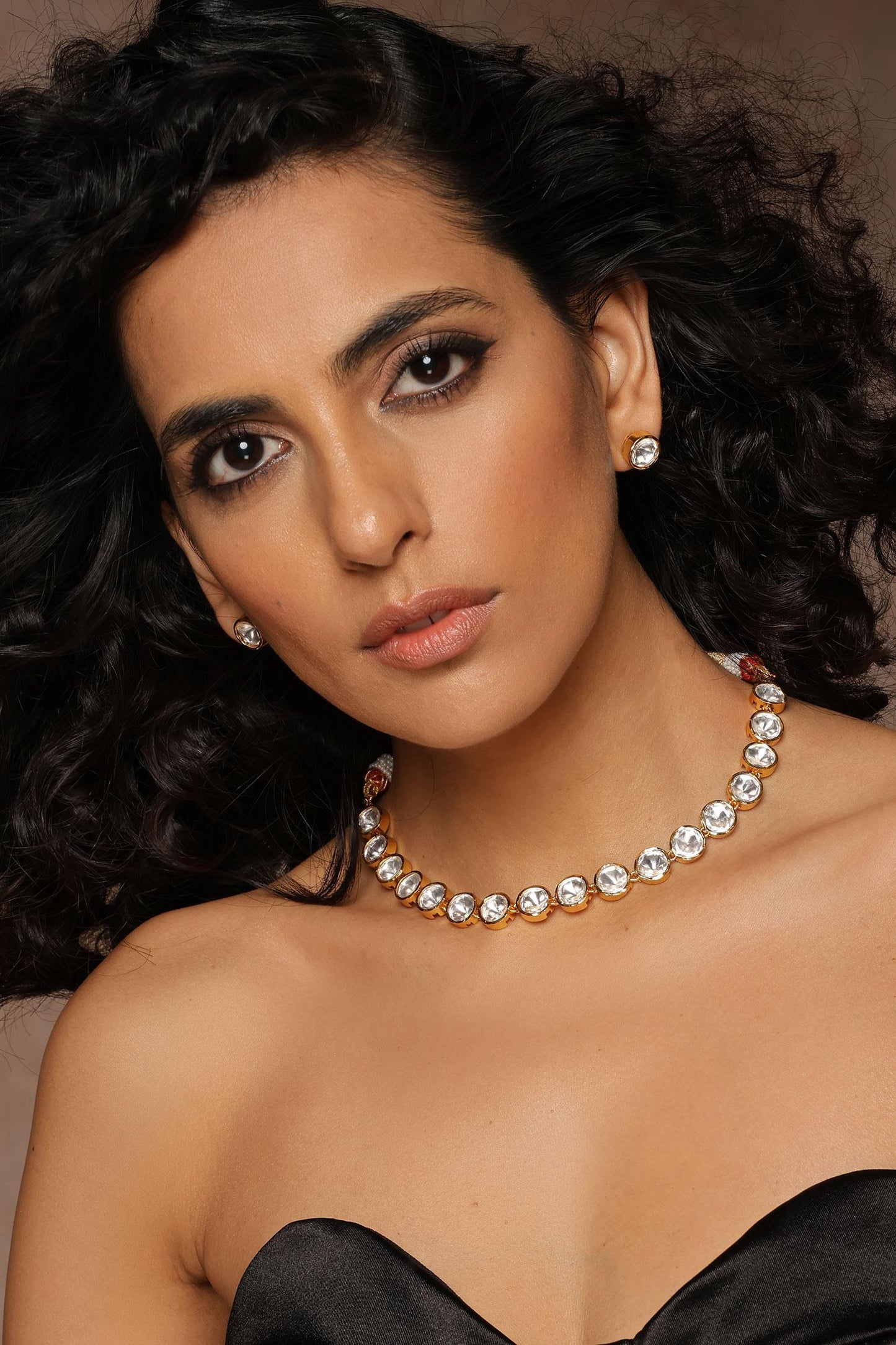Circular Polki Embellished Necklace Set 