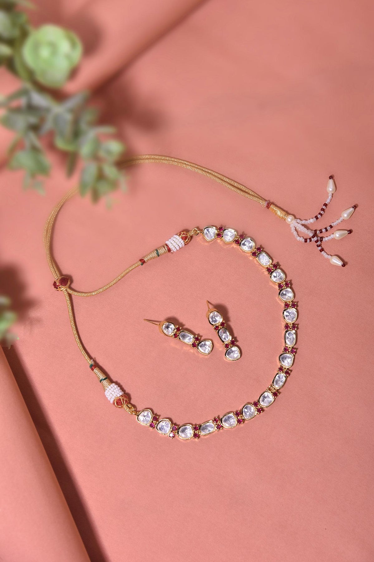 Polki Embellished Necklace Set 