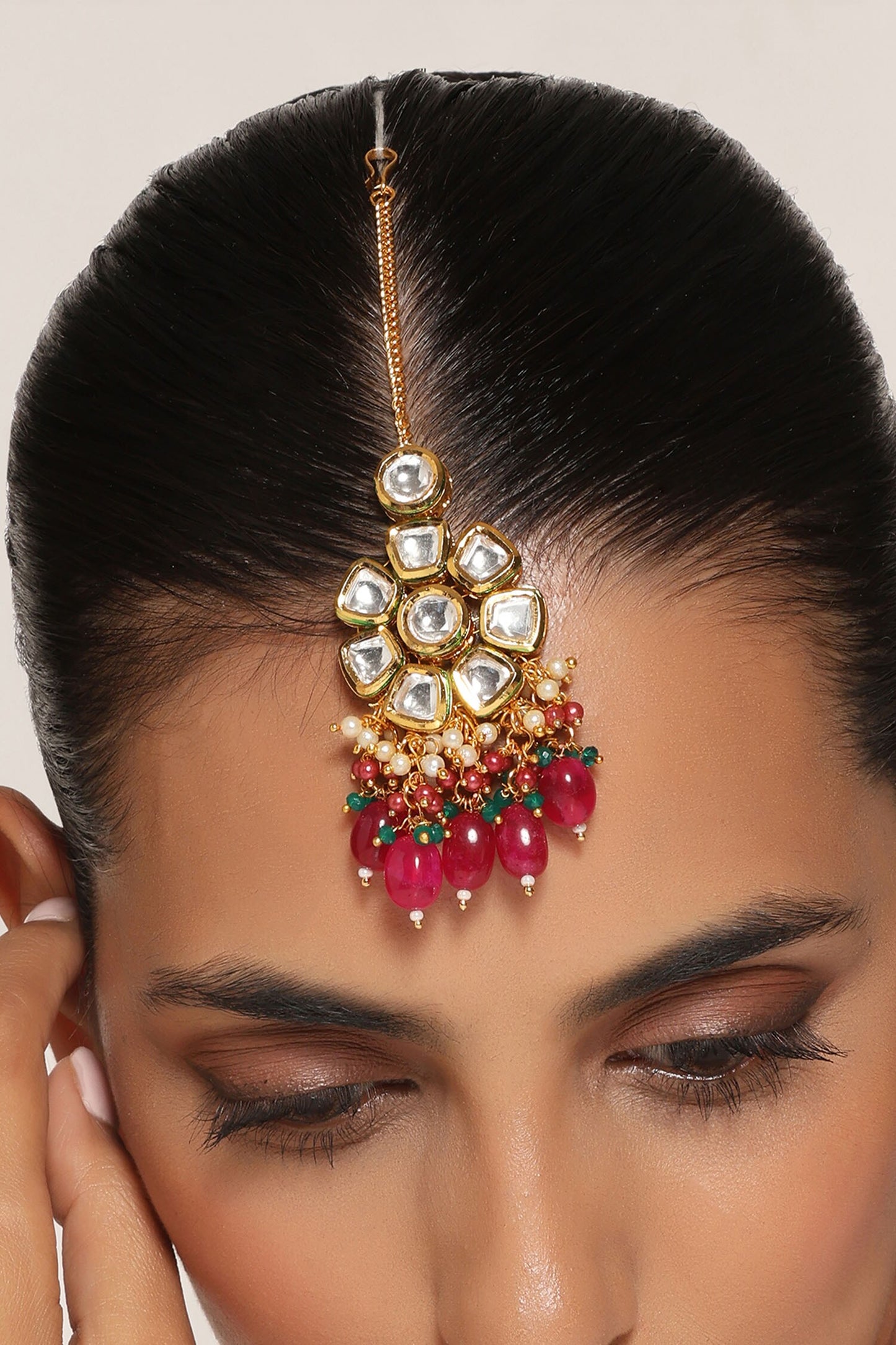 Floral Kundan Embellished Maangtikka 