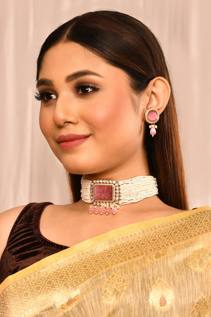 Multi Layered Pearl Choker Set 