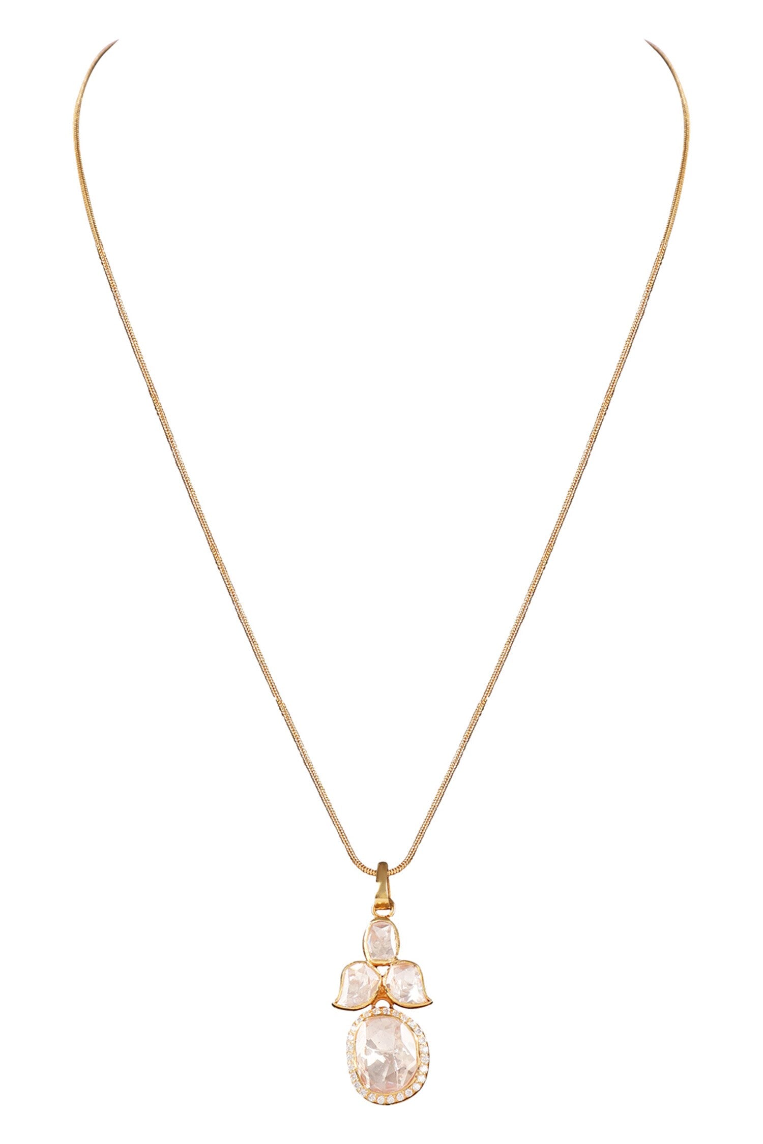 Moissanite Polki & Zircons Embellished Pendant 