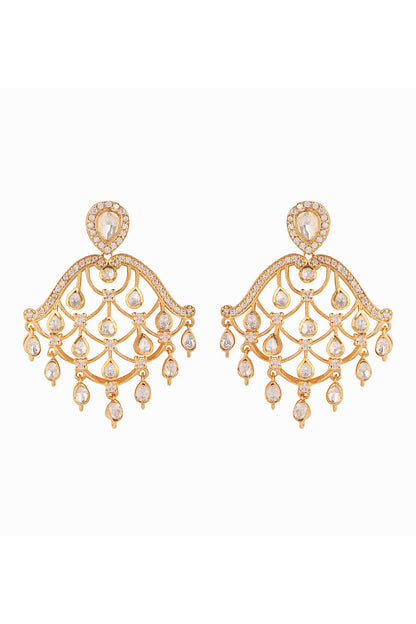 Moissanite Polki Studded Chandelier Earrings 