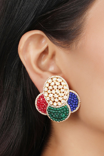 Geometric Stone Embellished Earrings 