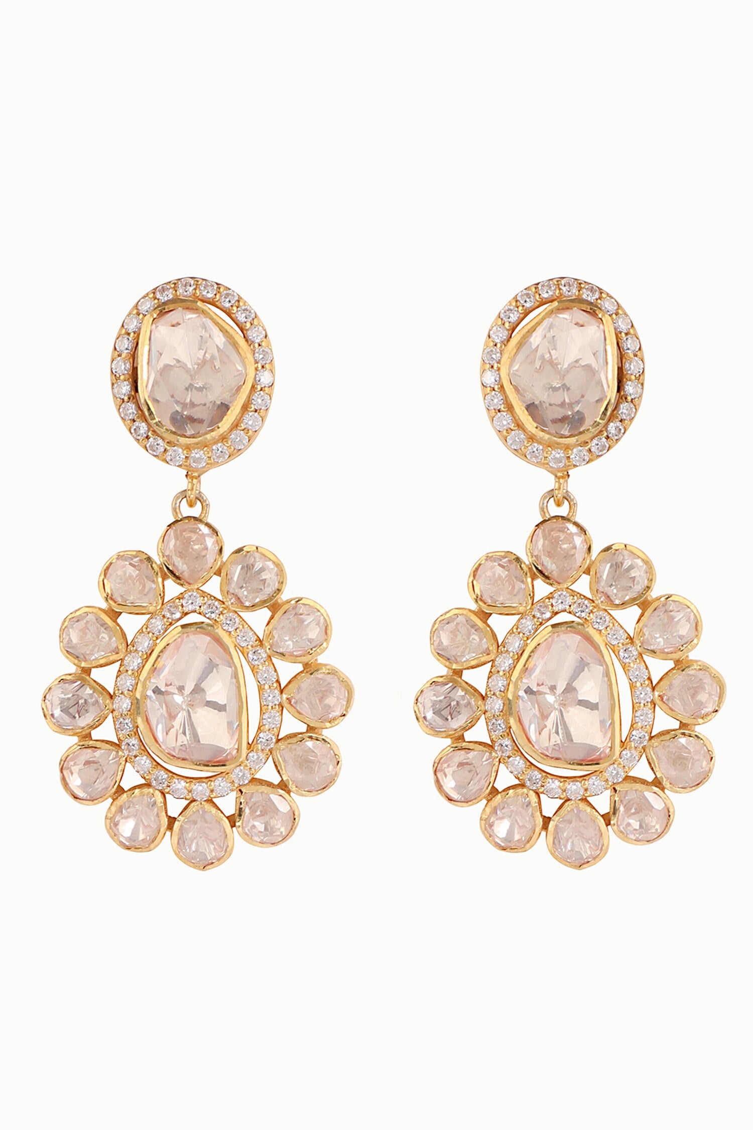 Moissanite Polki Embellished Celestial Earrings 