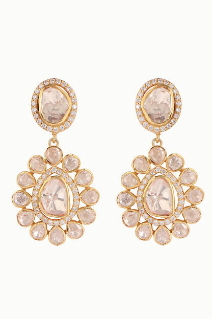 Moissanite Polki Embellished Celestial Earrings 