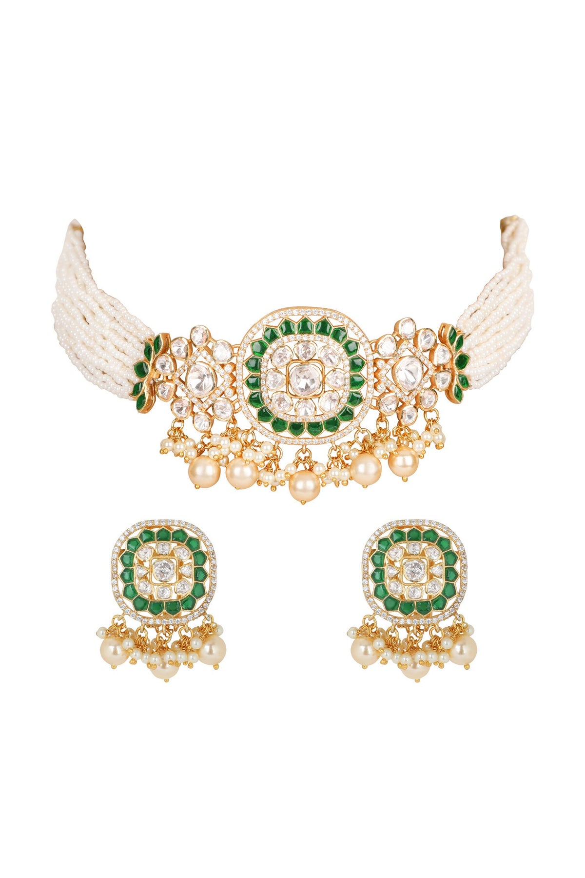Polki Embellished Choker Necklace Set 
