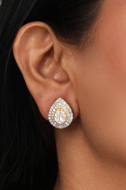 Moissanite Polki Embellished Stud Earrings 