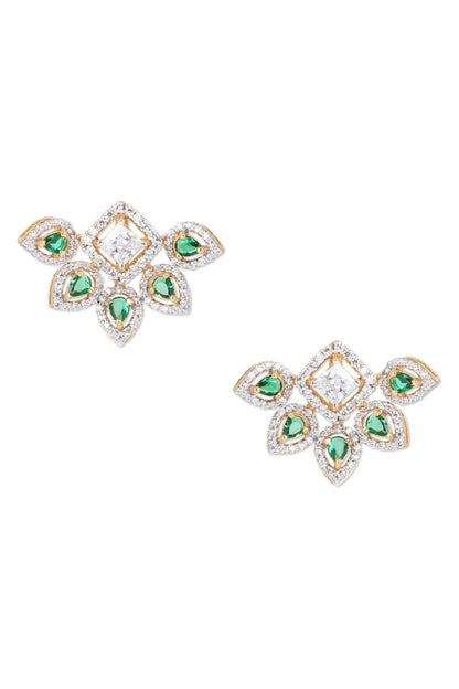 Emerald Cubic Zirconia Embellished Stud Earrings 