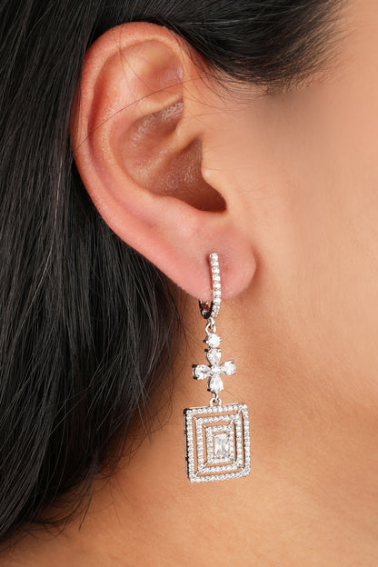 Cubic Zirconia Embellished Drop Earrings 