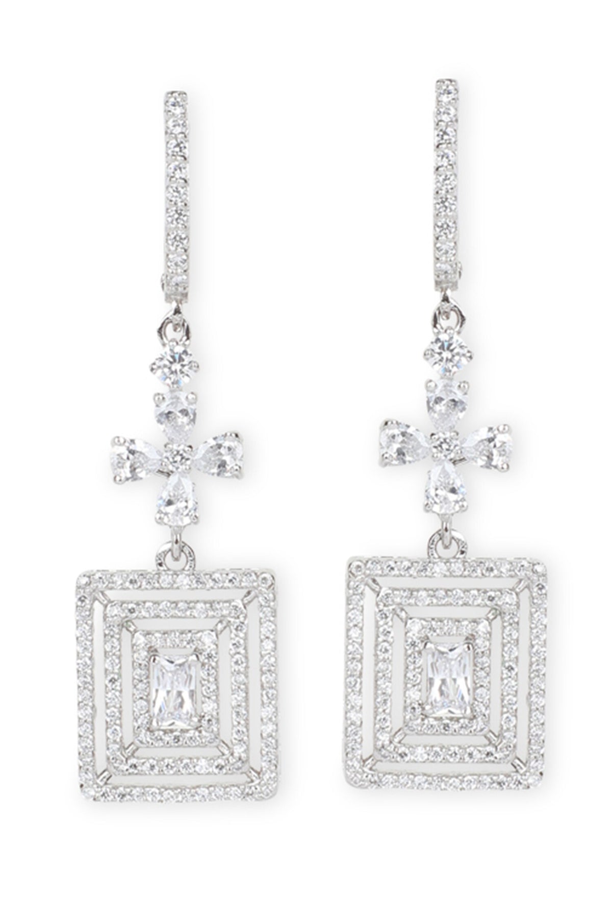 Cubic Zirconia Embellished Drop Earrings 