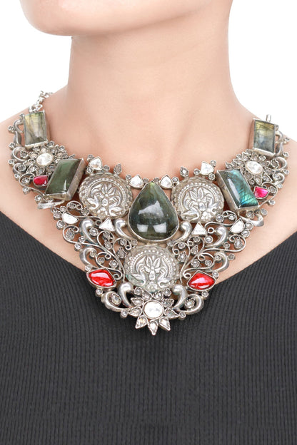 Floral & Bird Carved Choker 