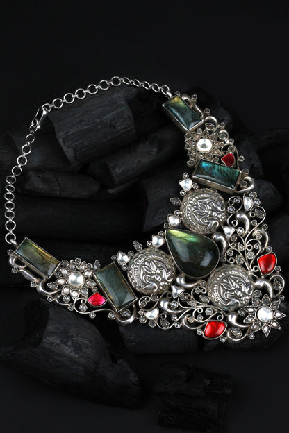 Floral & Bird Carved Choker 