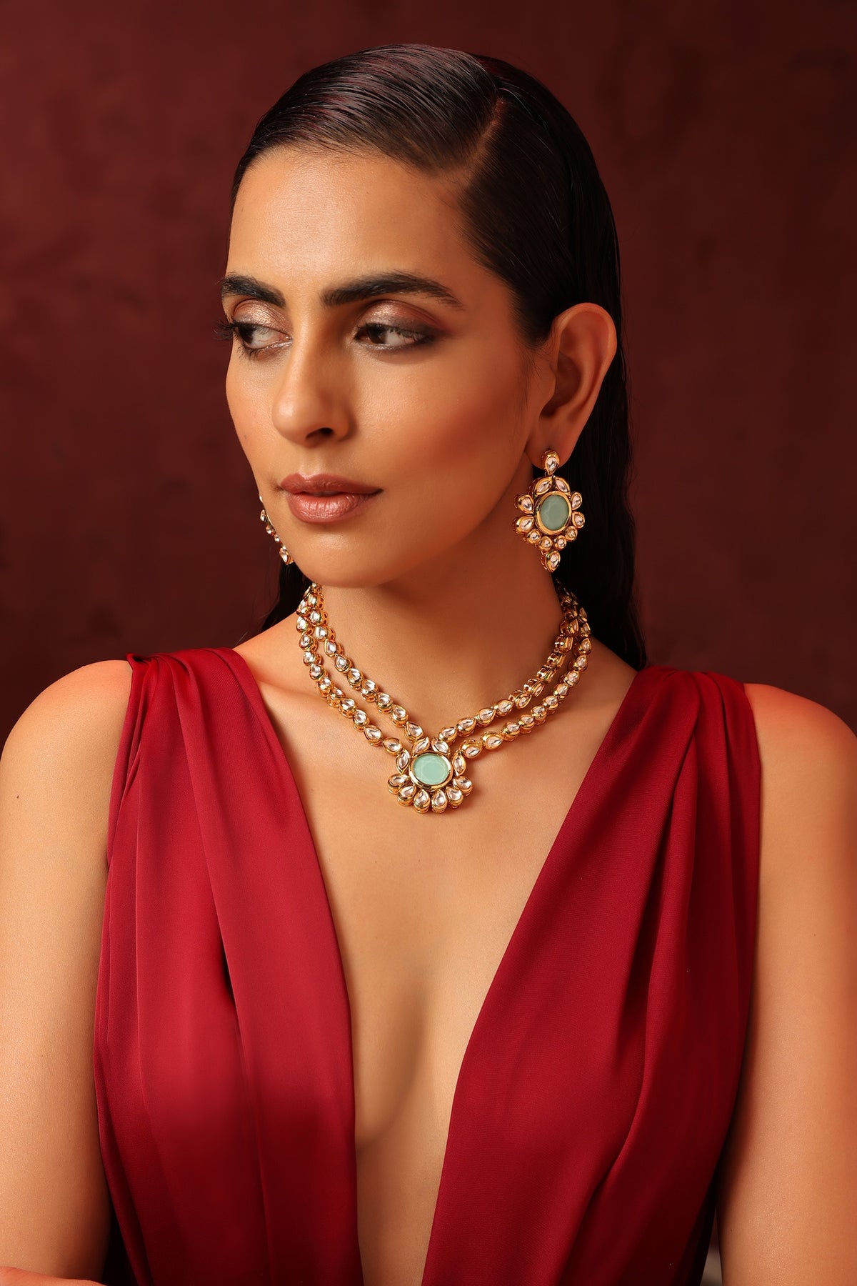 Kundan Work Necklace Set 