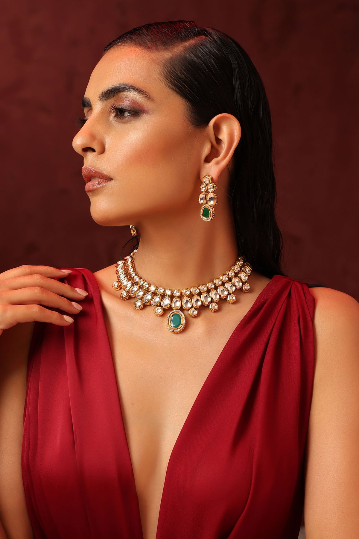 Kundan & Stone Embellished Necklace Set 
