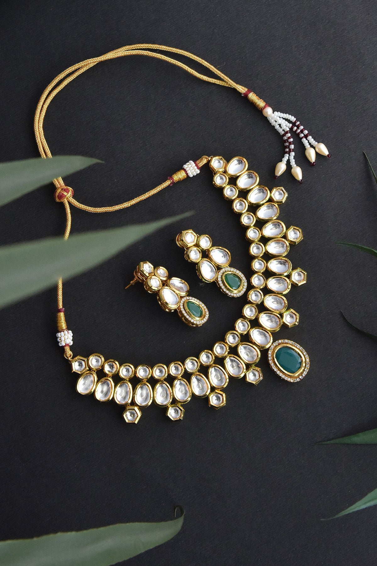 Kundan & Stone Embellished Necklace Set 