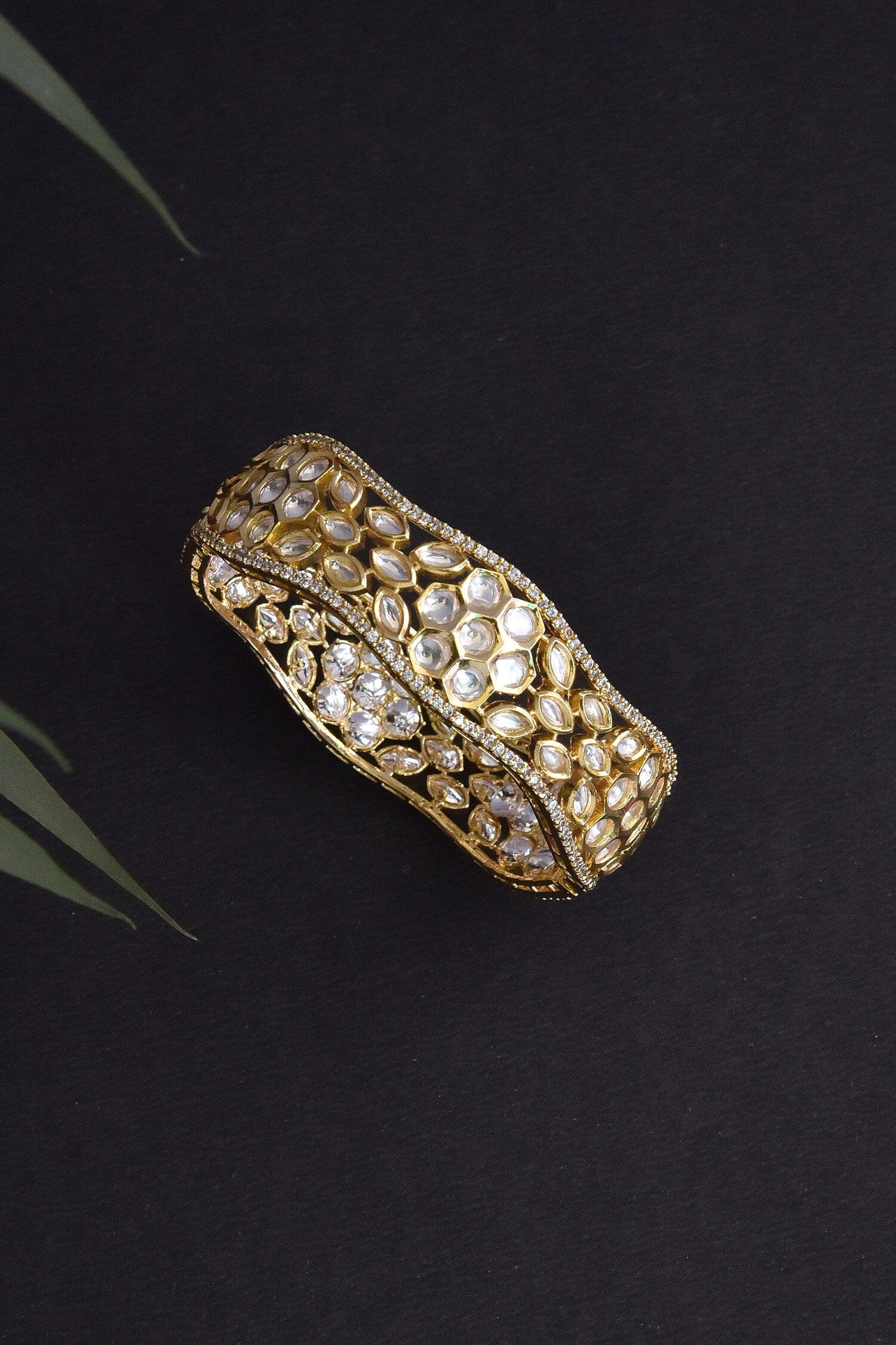 Geometric Pattern Kundan Embellished Kada 