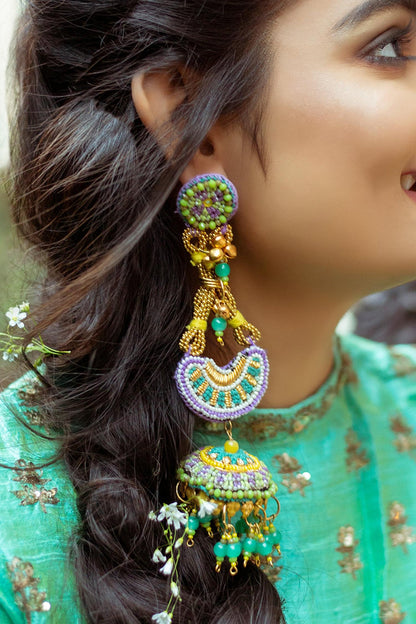 Embroidered Long Jhumkas 