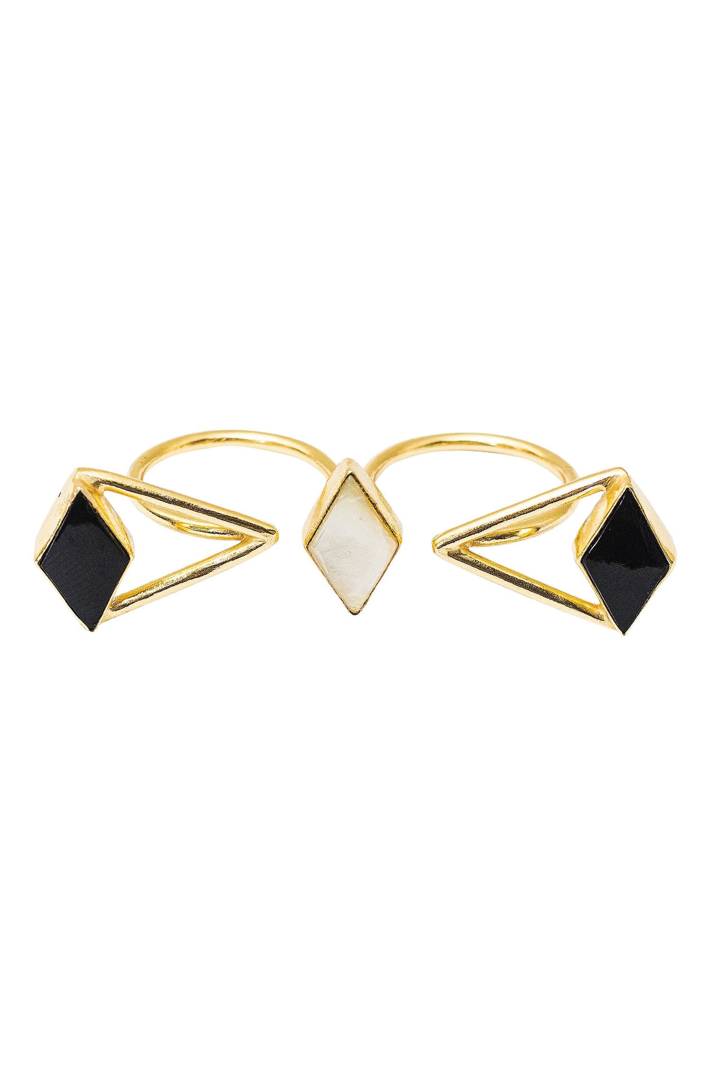 Stone Two Finger Ring 