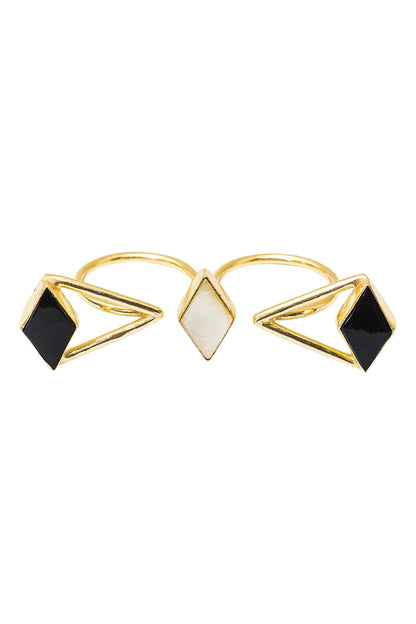 Stone Two Finger Ring 