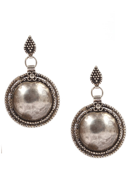 Carved Circular Drop Earrings 