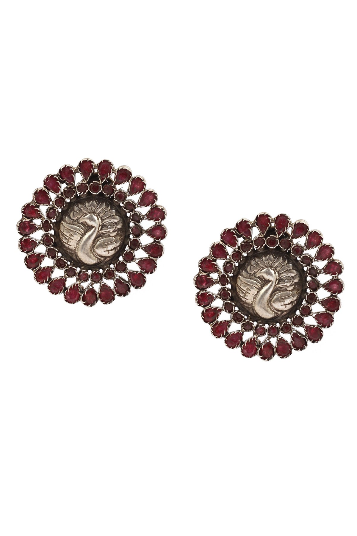 Peacock Carved Ear Stud 