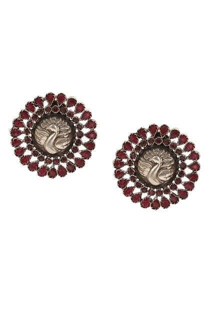 Peacock Carved Ear Stud 