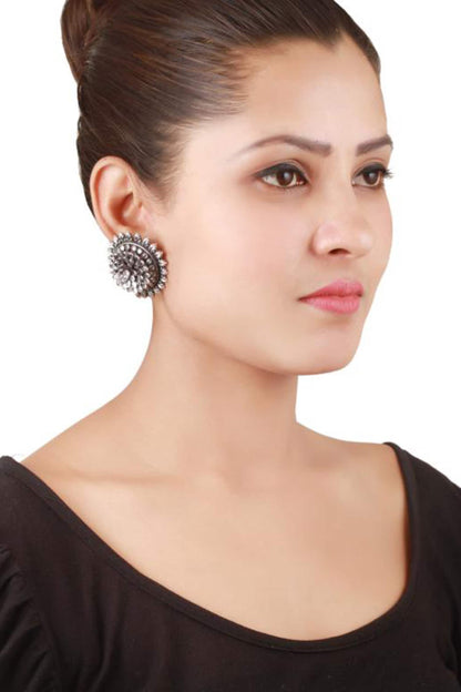 Floral Stone Embellished Ear Studs 