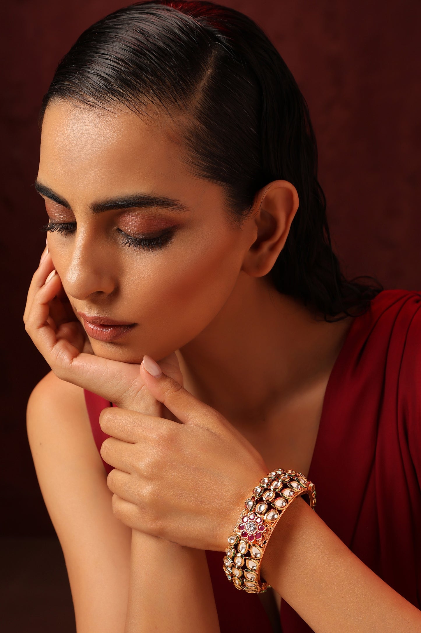 Kundan Embellished Floral Kada 