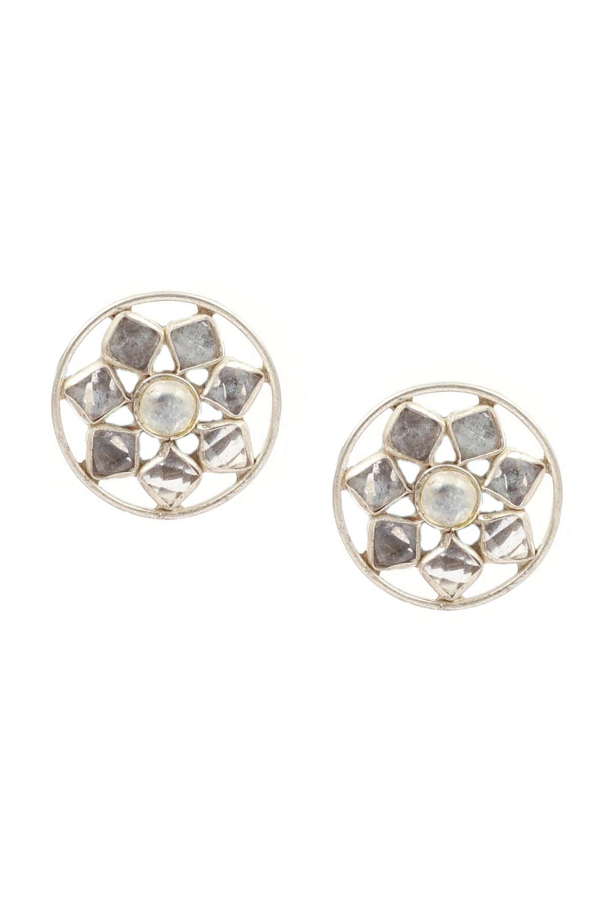 Stone Floral Stud Earrings 
