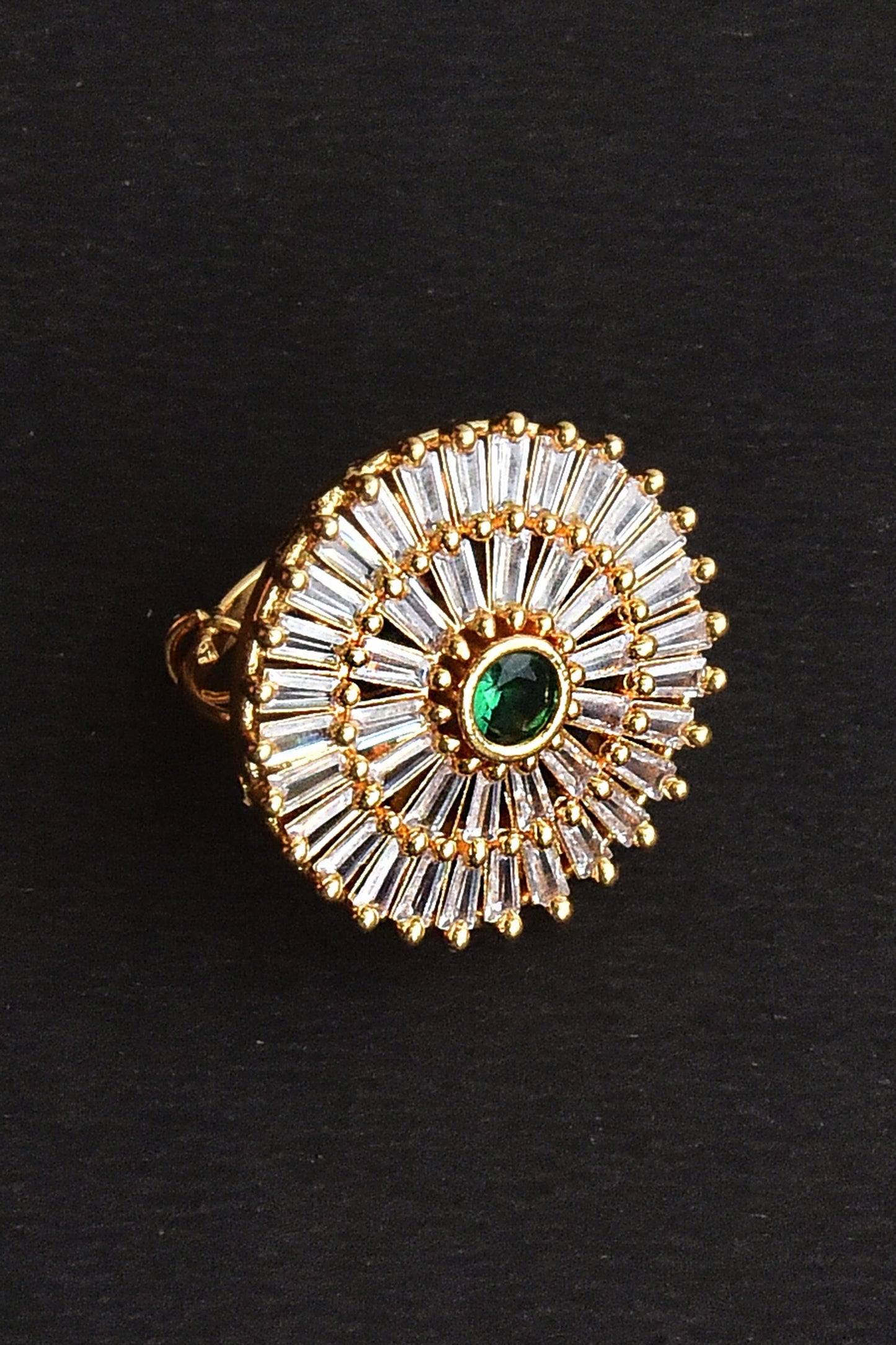 Gold Tone Floral Cut-Work Ring 