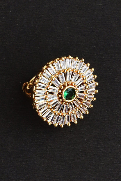 Gold Tone Floral Cut-Work Ring 