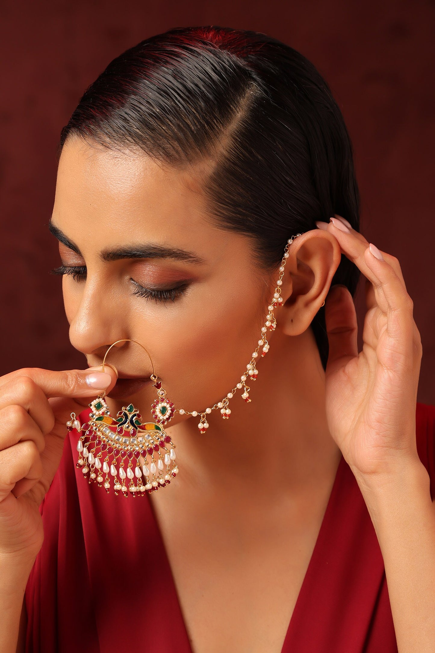 Handmade Peacock Motif Nose Ring 