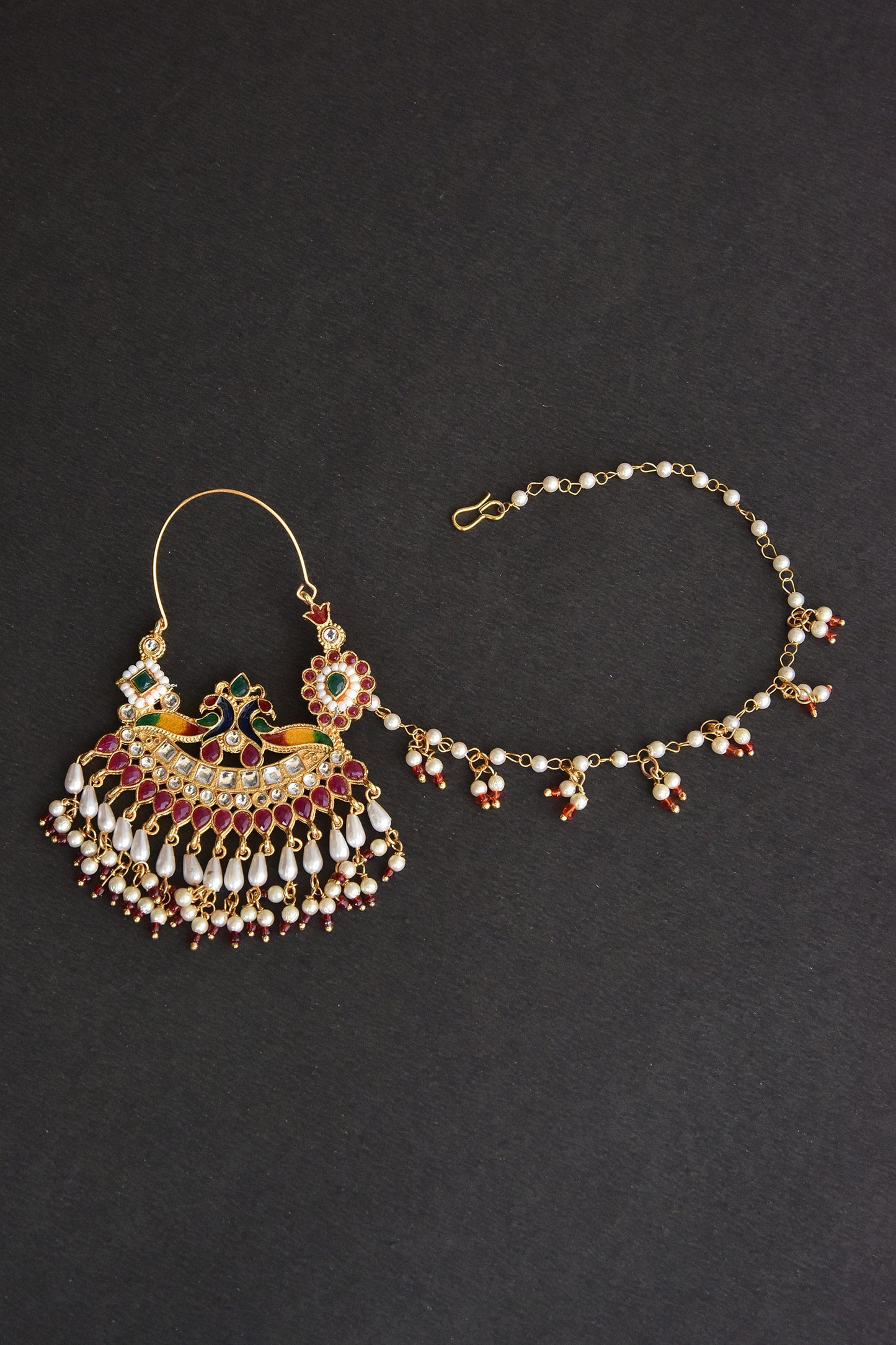 Handmade Peacock Motif Nose Ring 
