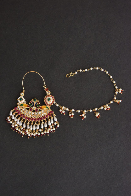 Handmade Peacock Motif Nose Ring 